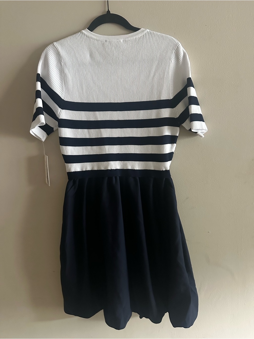 NWT Nanette Lepore Navy and White Striped Knit Dress Size L - Picture 2 of 3